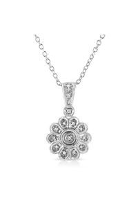 Diamond Accent Sunburst Milgrain Necklace